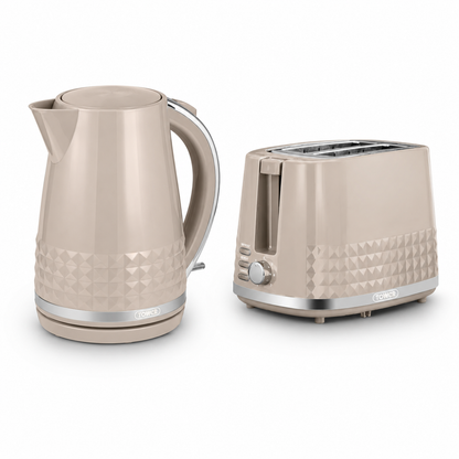 Tower Tower Solitaire Kettle & 2 Slice Toaster Kitchen Set (Latte)