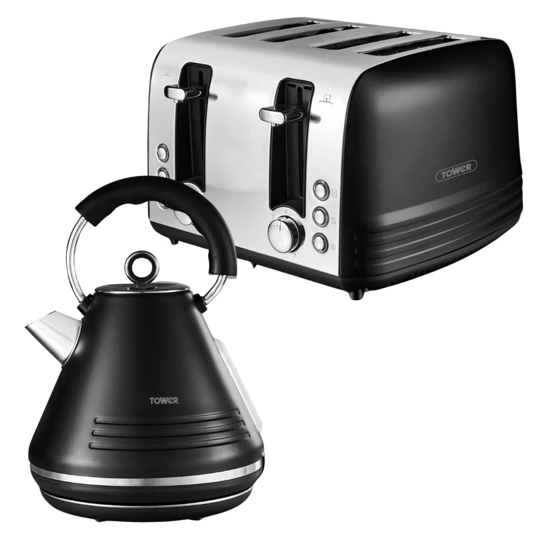 Tower Ash Kitchen Black Kettle and Toaster Set