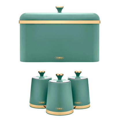 Tower Kitchen Cavaletto Jade Green Bread Bin and Canister Set