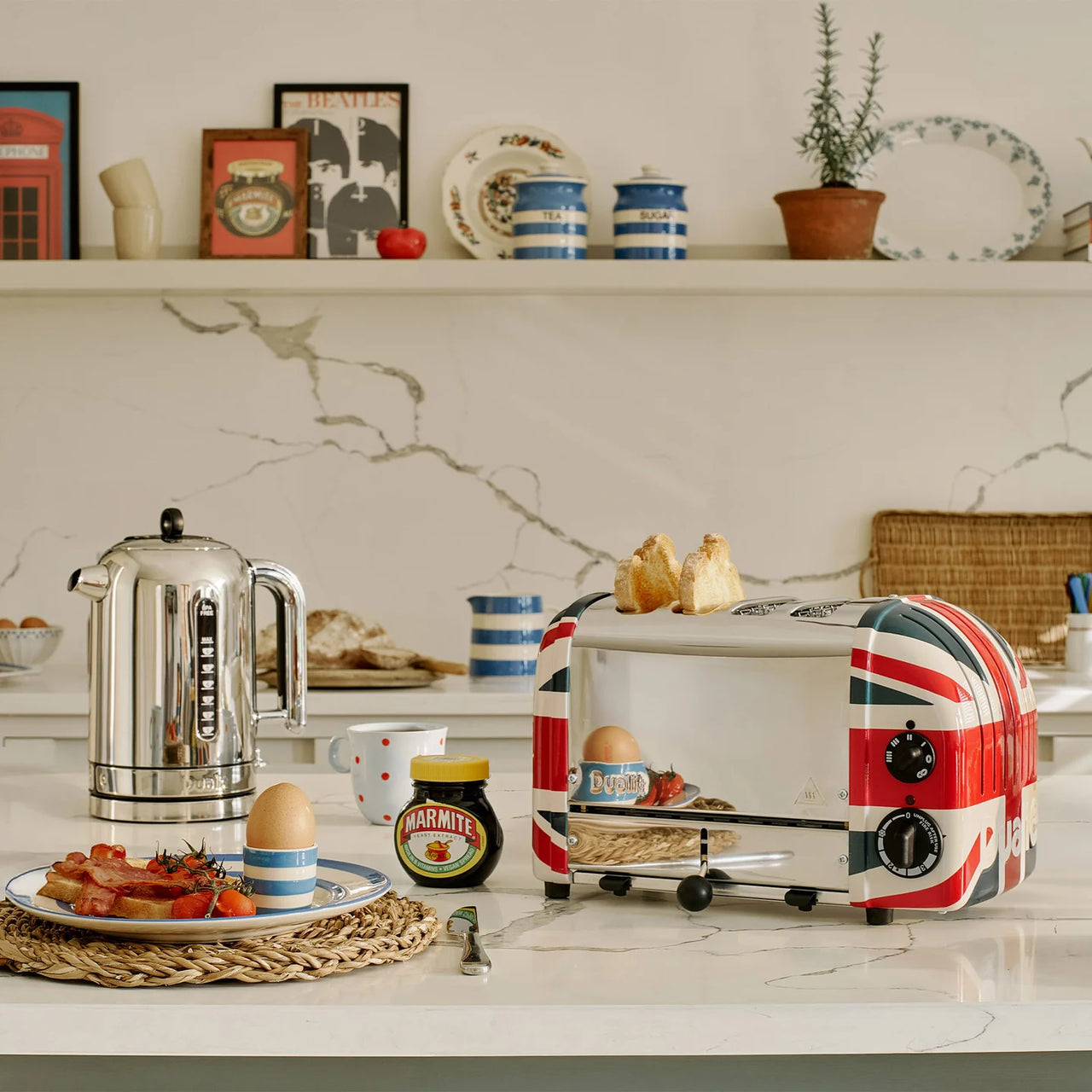 Dualit Classic Kettle & 4 Slice Vario AWS Toaster Kitchen Set (Anniversary Edition)