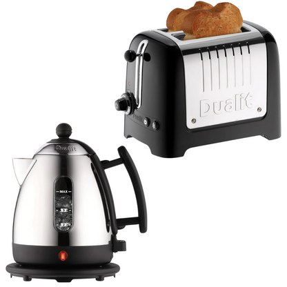 Dualit Lite Kettle & 2 Slice Toaster Kitchen Set (Black Trim)