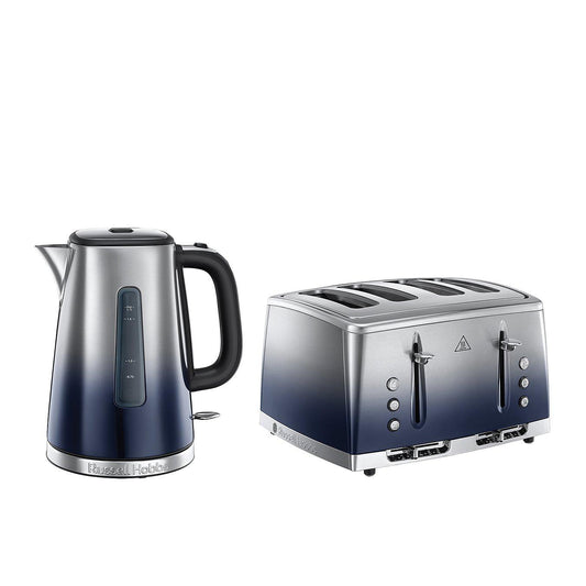 Russell Hobbs Eclipse Jug Kettle & 4 Slice Toaster Kitchen Set (Midnight Blue) - Vibe Home