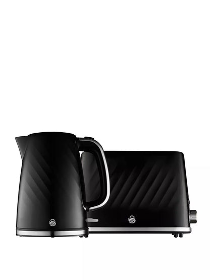 Swan Windsor Kettle & 2 Slice Toaster Kitchen Set (Black)