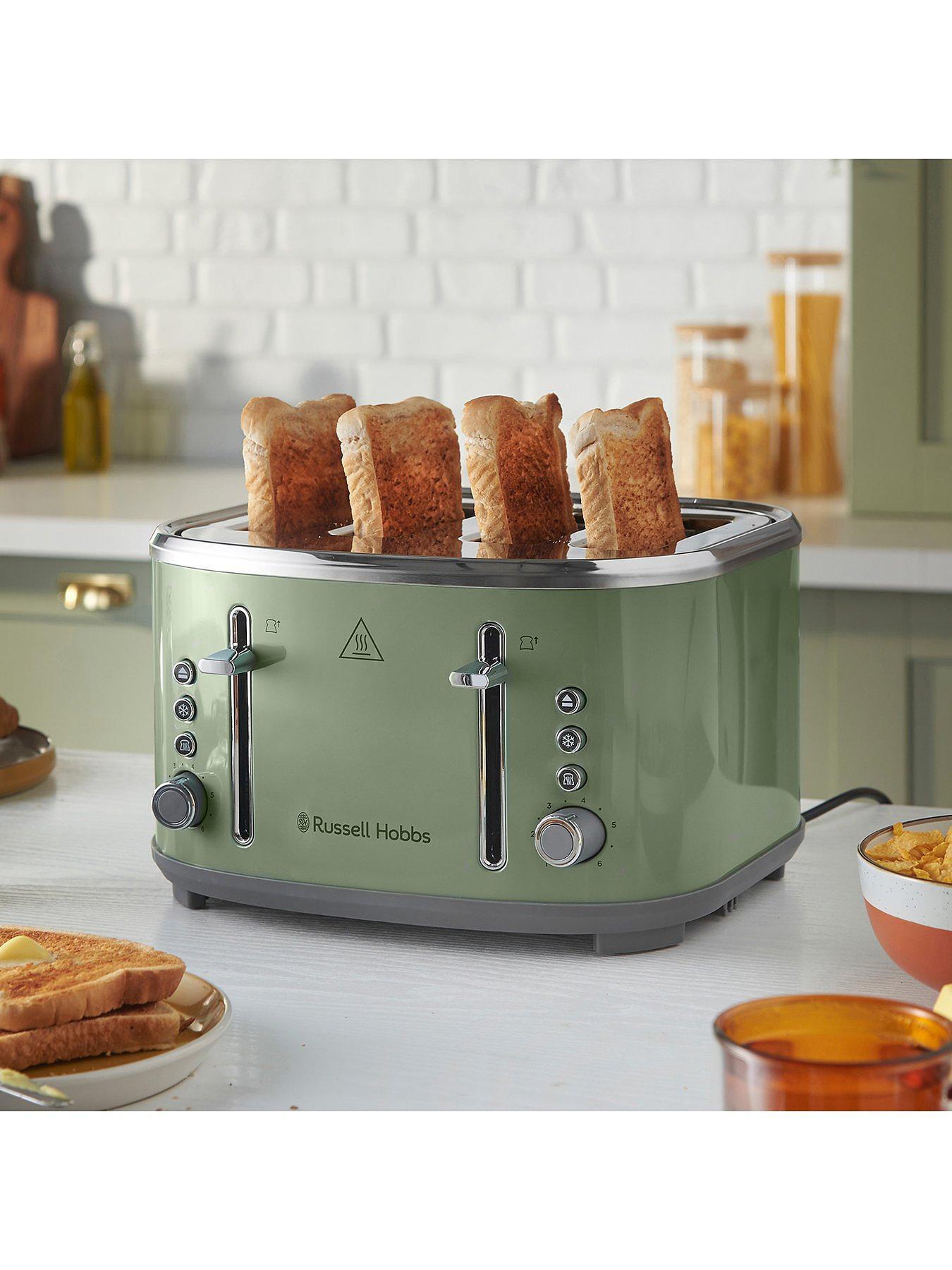 Russell Hobbs Stylevia Pyramid Kettle & 4 Slice Toaster Kitchen Set (Sage) - Vibe Home