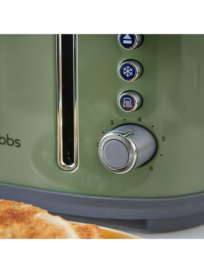 Russell Hobbs Stylevia Pyramid Kettle & 4 Slice Toaster Kitchen Set (Sage) - Vibe Home