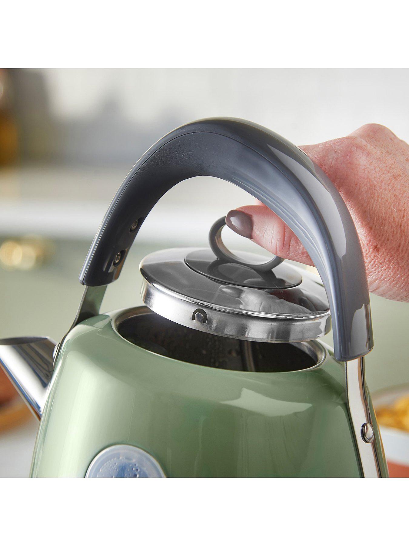 Russell Hobbs Stylevia Pyramid Kettle & 4 Slice Toaster Kitchen Set (Sage) - Vibe Home