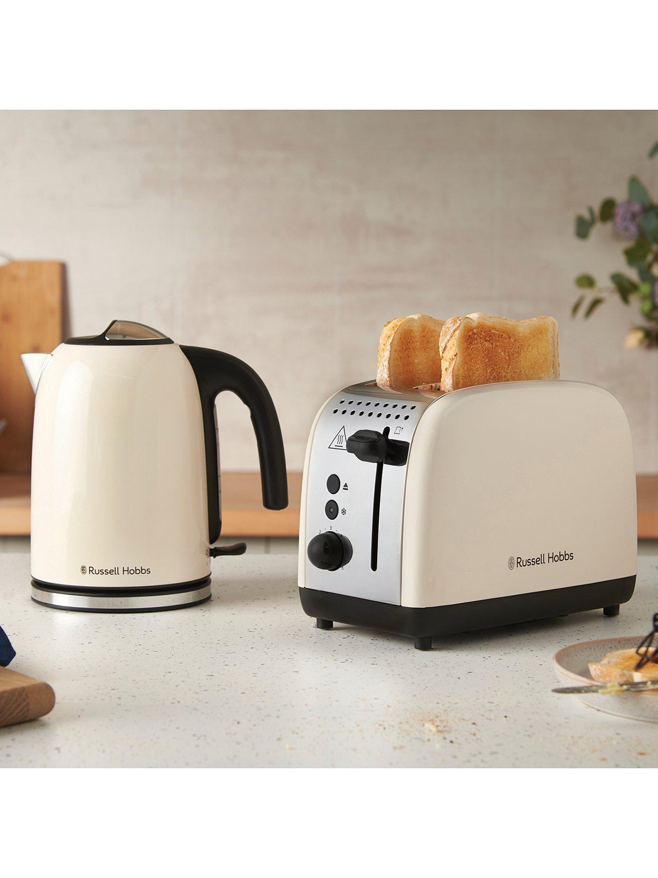 Russell Hobbs Classics Jug Kettle & Toaster Kitchen Set (Cream) - Vibe Home