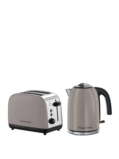 Russell Hobbs Classic Jug Kettle & 2 Slice Toaster Kitchen Set (Mocha) - Vibe Home