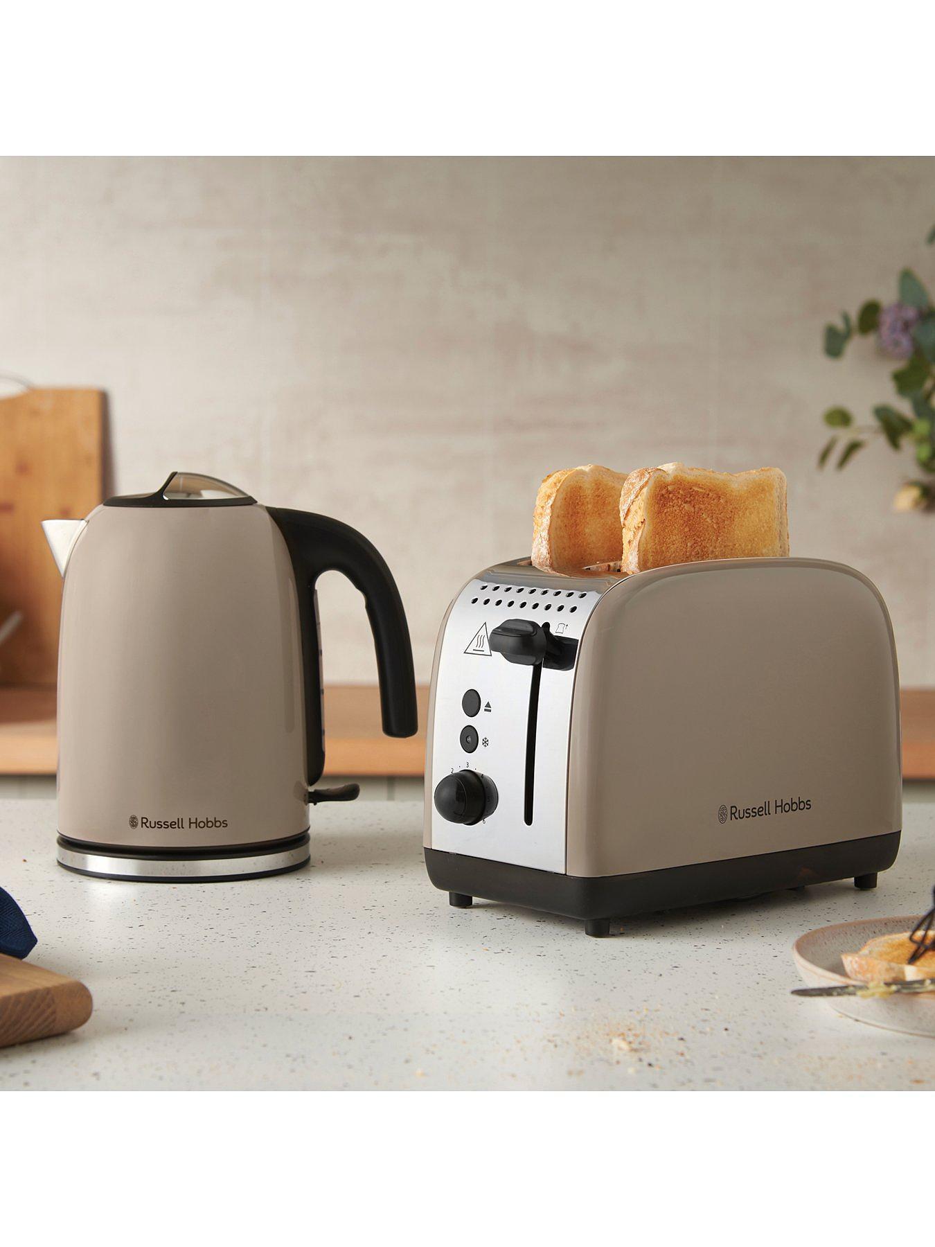 Russell Hobbs Classic Jug Kettle & 2 Slice Toaster Kitchen Set (Mocha) - Vibe Home