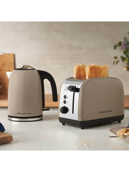 Russell Hobbs Classic Jug Kettle & 2 Slice Toaster Kitchen Set (Mocha) - Vibe Home