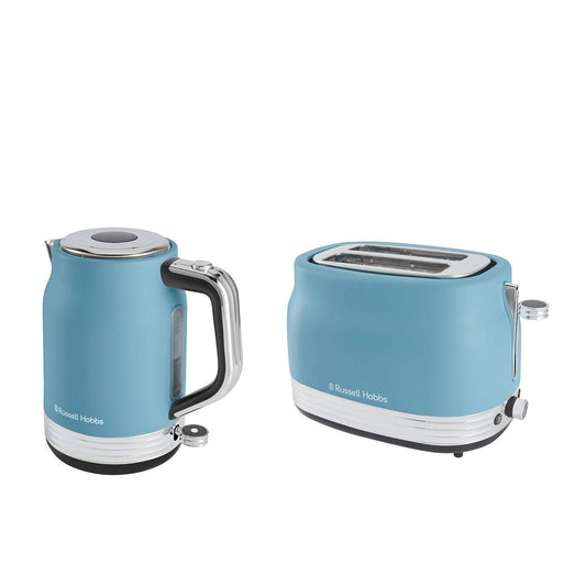 Russell Hobbs Hanley Jug Kettle & 2 Slice Toaster Kitchen Set (Blue) - Vibe Home