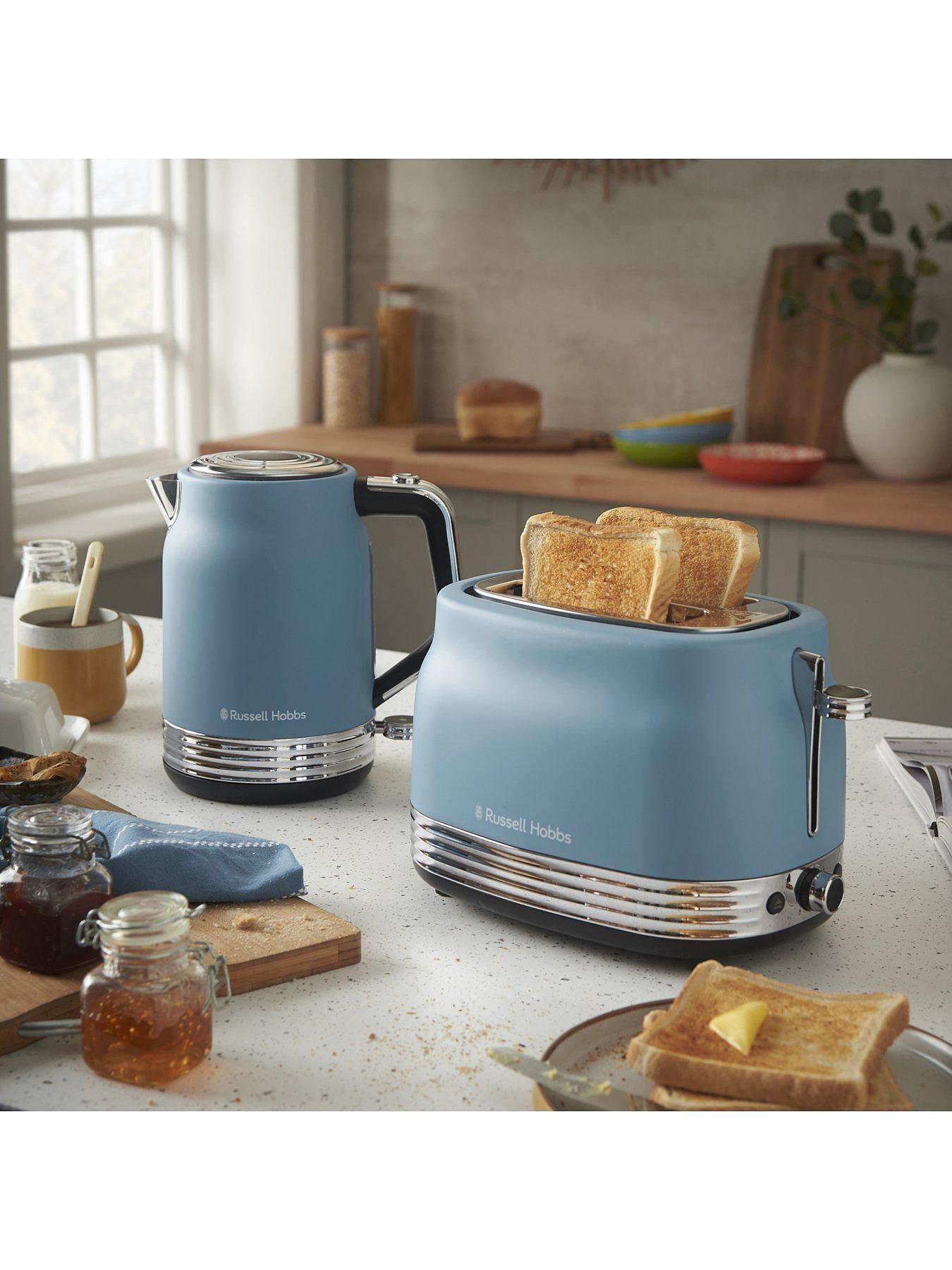 Russell Hobbs Hanley Jug Kettle & 2 Slice Toaster Kitchen Set (Blue) - Vibe Home