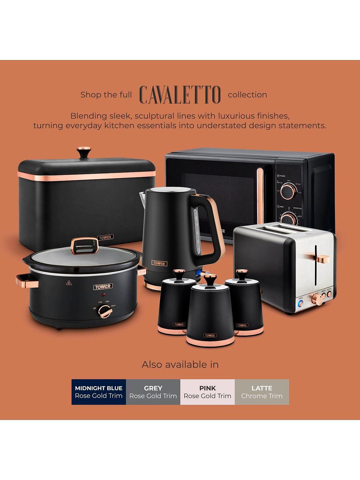 Tower Cavaletto 1.7L Rapid Boil Kettle & 2-Slice Toaster Set, Black