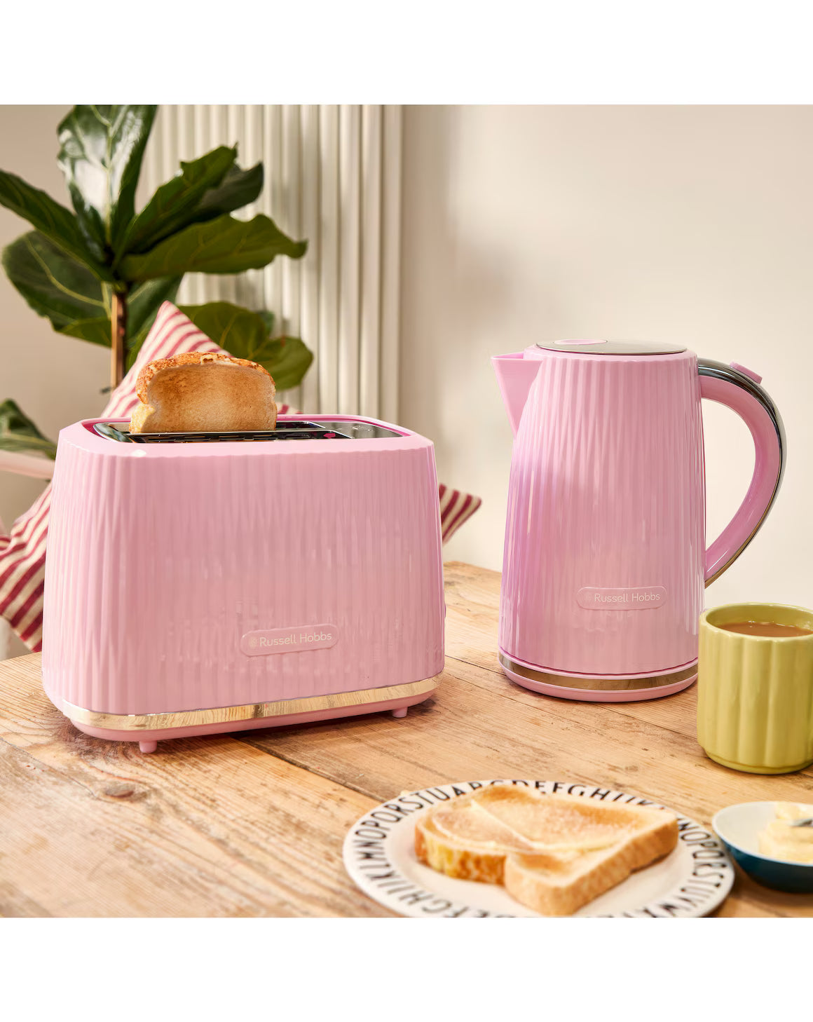Russell Hobbs Eden Jug Kettle & 2 Slice Toaster Kitchen Set (Raspberry) - Vibe Home
