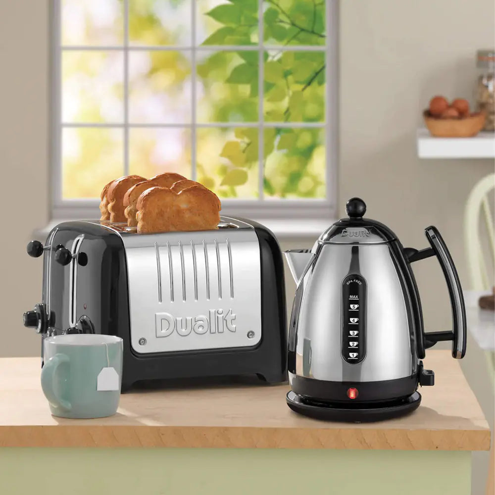 Dualit Lite Jug Kettle & 4 Slice Toaster Kitchen Set (Black).