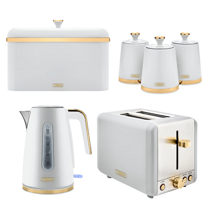 Tower Cavaletto Kettle, Toaster, Bread Bin & Canisters Kitchen Set (White)