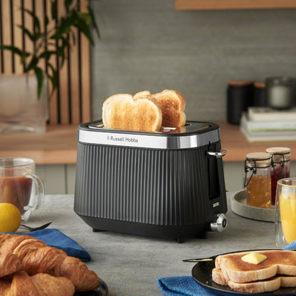 Russell Hobbs Bronte Kettle, 2 Slice Toaster & Manual Microwave Kitchen Set (Black)
