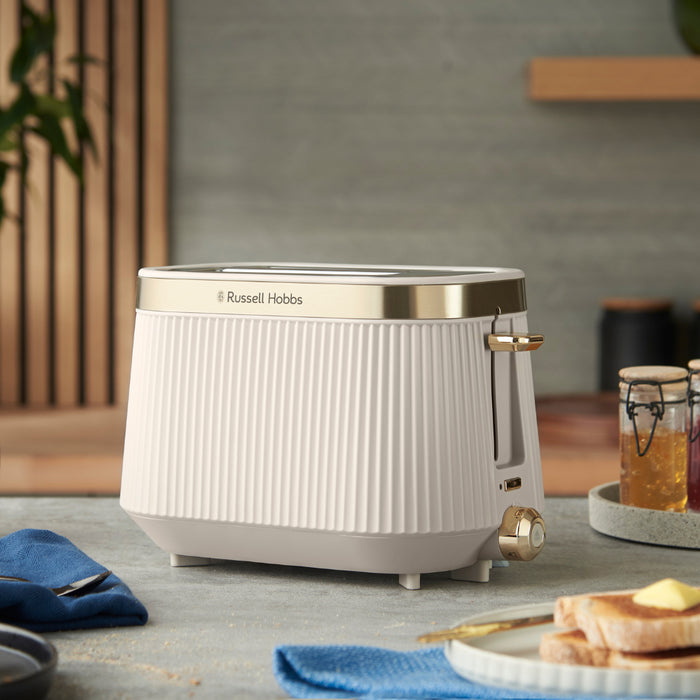 Russell Hobbs Bronte Kettle, 2 Slice Toaster & Manual Microwave Kitchen Set (Stone)