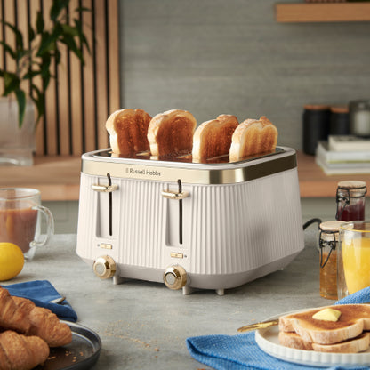 Russell Hobbs Bronte Kettle, 4 Slice Toaster & Manual Microwave Kitchen Set (Stone)