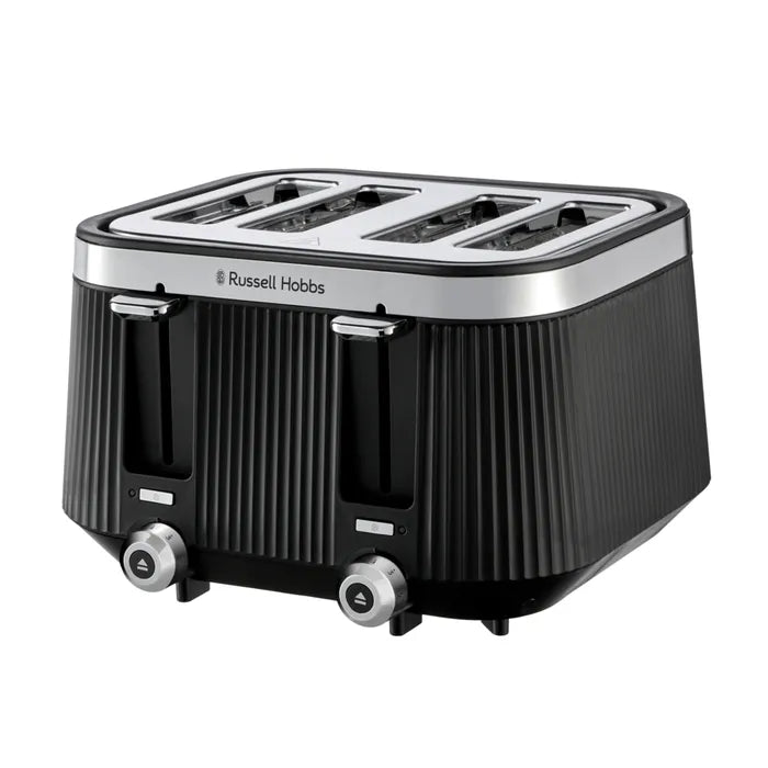 Russell Hobbs Bronte Kettle, 4 Slice Toaster & Digital Microwave Kitchen Set (Black)