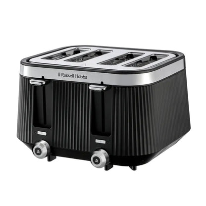 Russell Hobbs Bronte Kettle, 4 Slice Toaster & Digital Microwave Kitchen Set (Black)