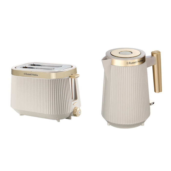 Russell Hobbs Bronte Jug Kettle & 2 Slice Toaster Kitchen Set (Stone) - Vibe Home