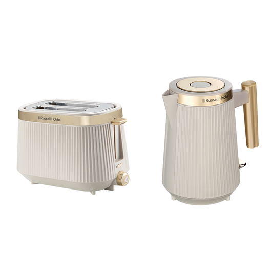 Russell Hobbs Bronte Jug Kettle & 2 Slice Toaster Kitchen Set (Stone) - Vibe Home