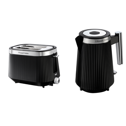 Russell Hobbs Bronte Jug Kettle & 2 Slice Toaster Kitchen Set (Matte Black) - Vibe Home