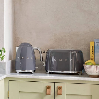 Smeg Retro Kettle & 2 Slice Toaster Kitchen Set (Slate Grey)