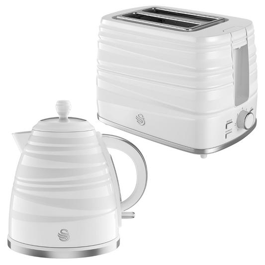 Swan Symphony Kettle & 2 Slice Toaster Kitchen Set (White)