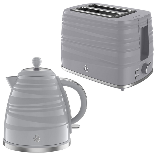 Swan Symphony Kettle & 2 Slice Toaster Kitchen Set (Grey)