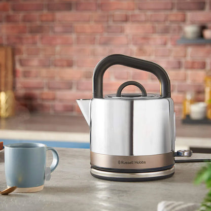 Russell Hobbs Distinctions Pyramid Kettle, 2 Slice Toaster & Microwave Kitchen Set (Titanium)