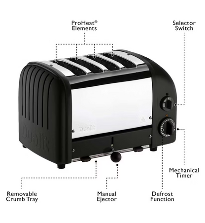 Dualit Classic Kettle & 4 Slice Toaster Kitchen Set (Matte Black)