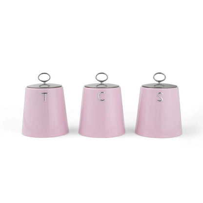 Salter Salter Retro Kettle, 2 Slice Toaster, Bread Bin & Canisters Kitchen Set (Pink)