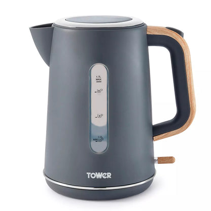 Tower Tower Scandi Kettle & 2 Slice Toaster Kitchen Set (Dark Grey)