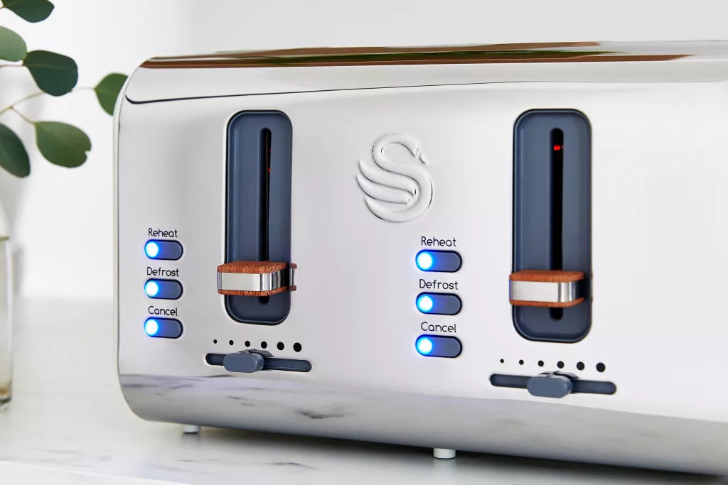 Swan Nordic Jug Kettle, 4 Slice Toaster & Microwave Kitchen Set (Cotton White)