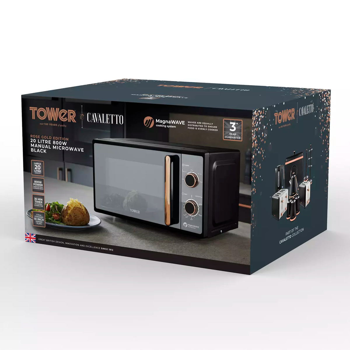 Tower Tower Cavaletto 20 Litre Manual Microwave T24038RG (Black)