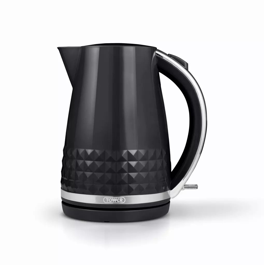 Tower Solitaire Kettle, 2 Slice Toaster & Microwave Kitchen Set (Black)