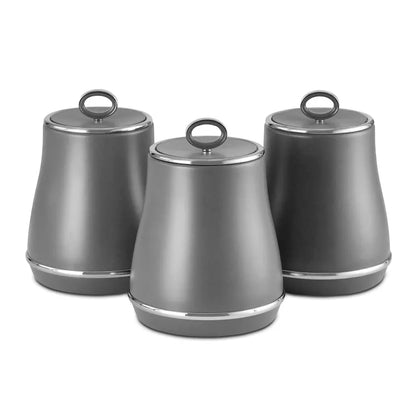 Tower Tower Renaissance Kettle, 4 Slice Toaster, Bread Bin & Canisters Kitchen Set (Grey)