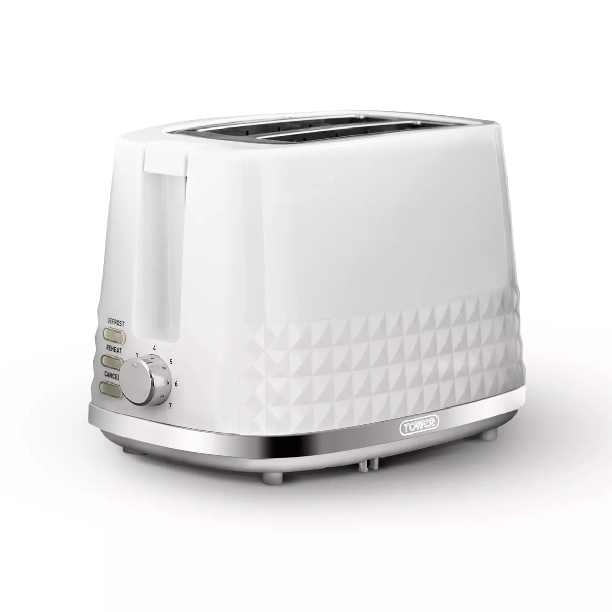 Tower Tower Solitaire Kettle, 2 Slice Toaster, Bread Bin & Canisters Kitchen Set (White)