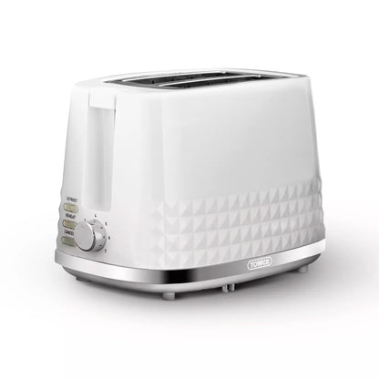 Tower Tower Solitaire Kettle, 2 Slice Toaster, Bread Bin & Canisters Kitchen Set (White)
