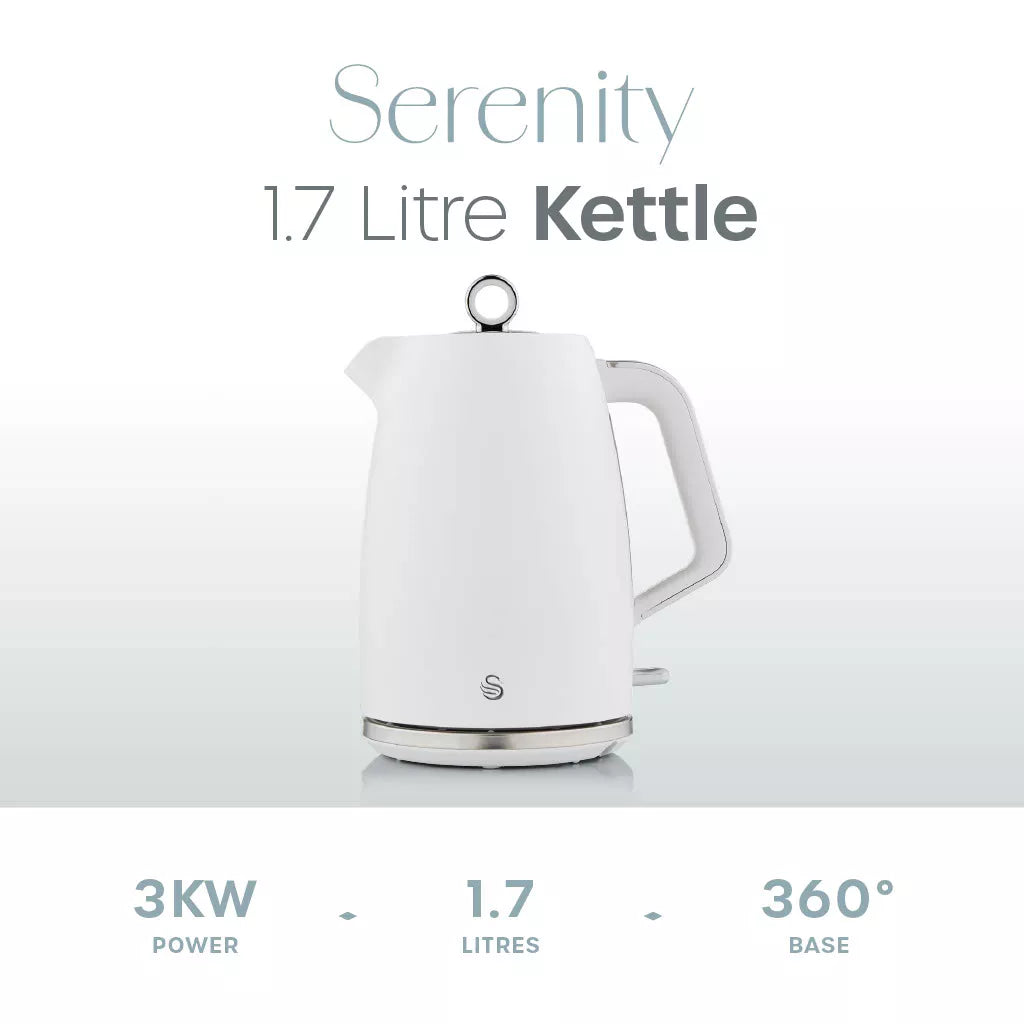Swan Serenity Jug Kettle, 4 Slice Toaster & Microwave Kitchen Set (White)