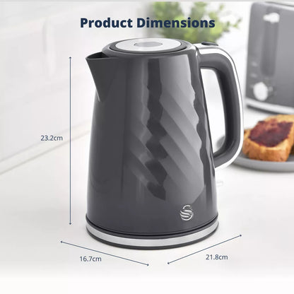 Swan Windsor Kettle & 2 Slice Toaster Kitchen Set (Grey)