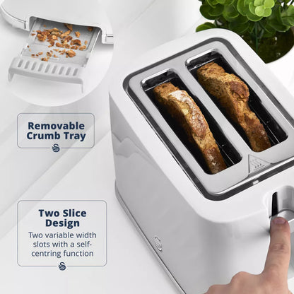 Swan Windsor Kettle & 2 Slice Toaster Kitchen Set (White)