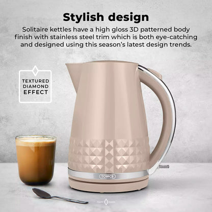 Tower Tower Solitaire Kettle & 2 Slice Toaster Kitchen Set (Latte)