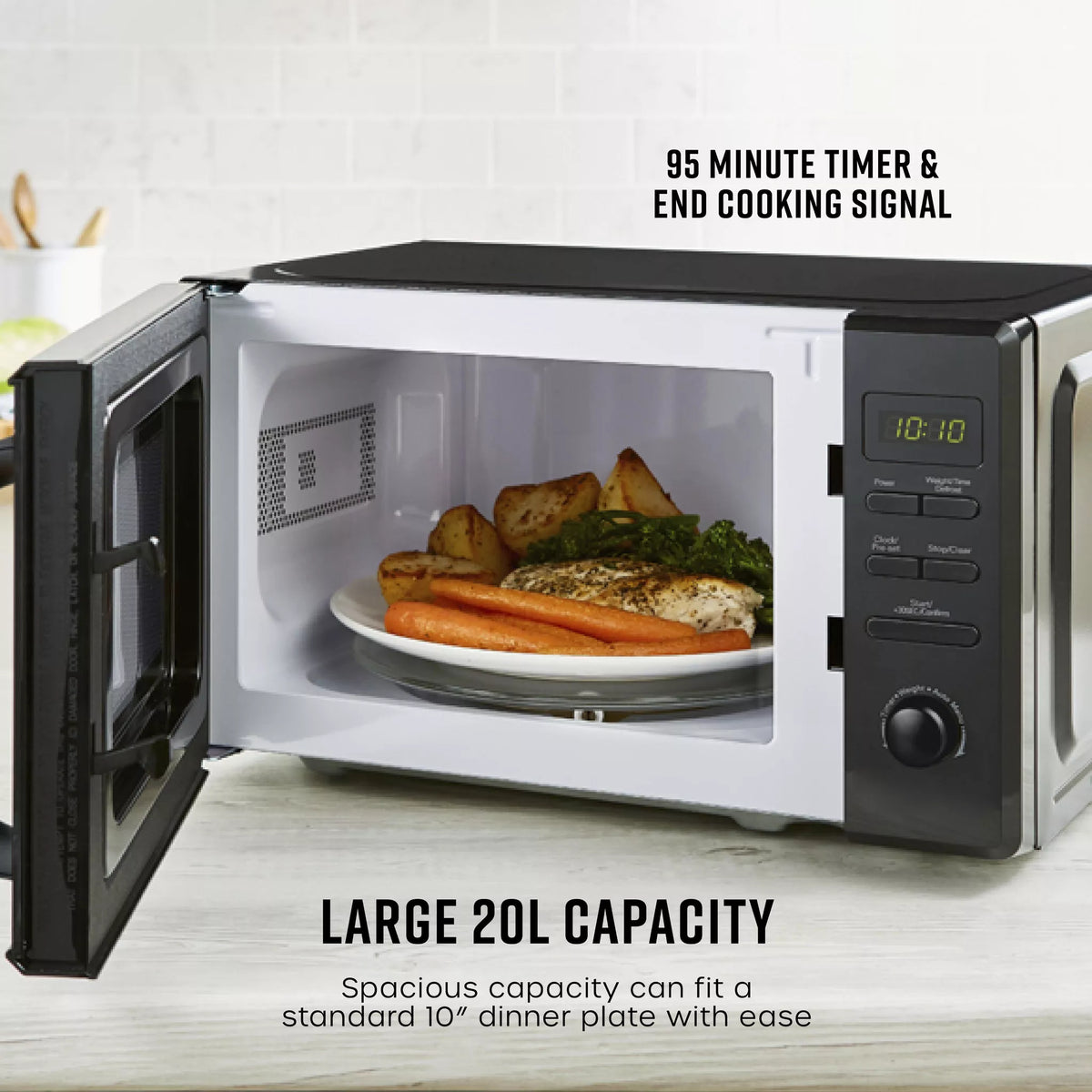 Swan Serenity Jug Kettle, 4 Slice Toaster & Microwave Kitchen Set (Black)