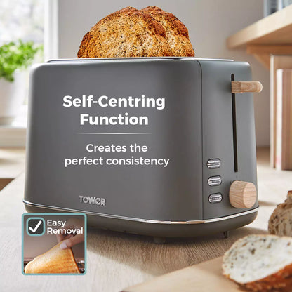 Tower Tower Scandi Kettle & 2 Slice Toaster Kitchen Set (Dark Grey)