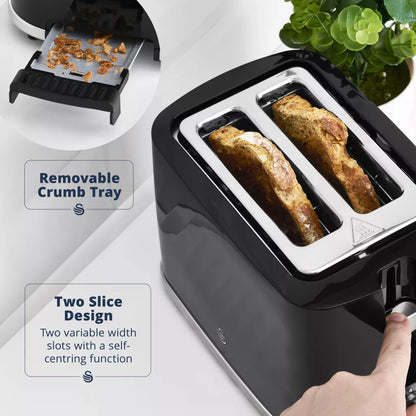 Swan Windsor Kettle & 2 Slice Toaster Kitchen Set (Black)