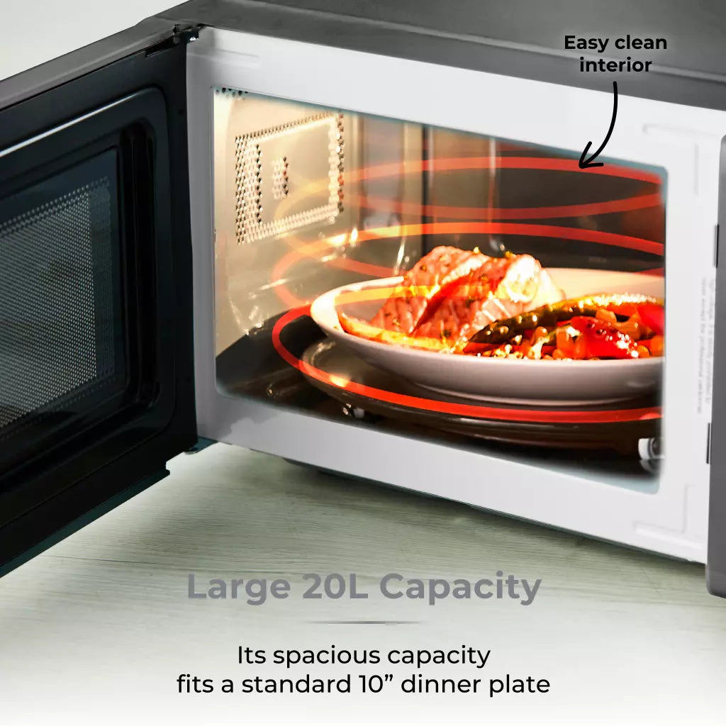 Tower Solitaire Kettle, 2 Slice Toaster & Microwave Kitchen Set (Black)