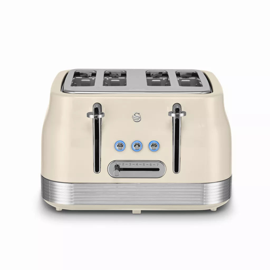 Swan Swan Retro Pyramid Kettle & 4 Slice Toaster Kitchen Set (Chantilly Cream)
